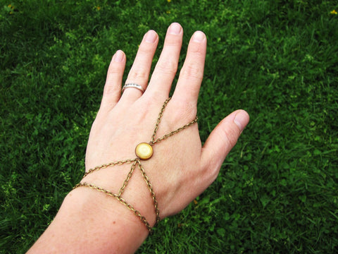 Bronze and Shell Hand Chain