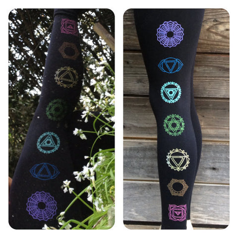 7 Chakras Yoga Legging, Black/Multicolored